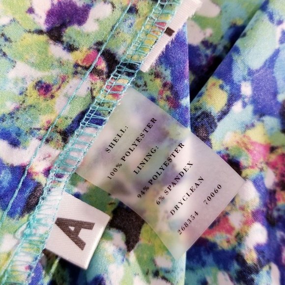 **Sold**  Ann Taylor Green Floral Dress Silk Trim - Picture 5 of 6